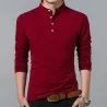 Long sleeve shirt / t-shirt - with buttoned collar - cotton