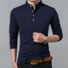 Langarmshirt / T-Shirt - mit geknöpftem Kragen - Baumwolle