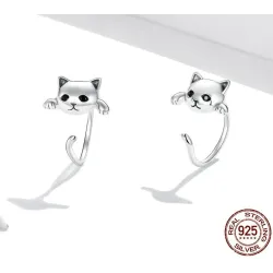 Earrings with small kitty - 925 sterling silver