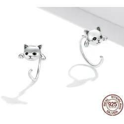 Earrings with small kitty - 925 sterling silver