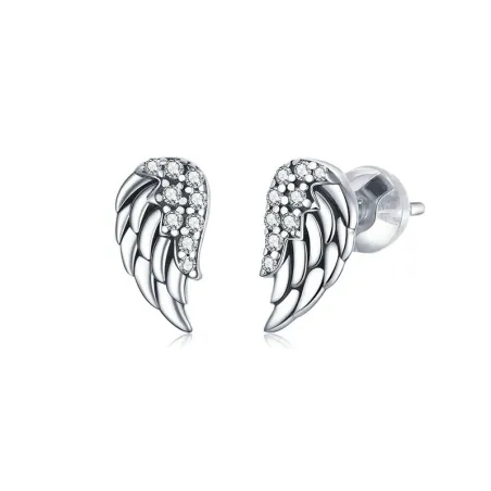 WOSTU sterling silver stud earrings - angel wings design for women - gift