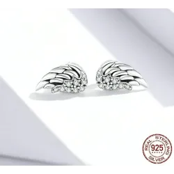 WOSTU sterling silver stud earrings - angel wings design for women - gift