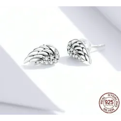 WOSTU sterling silver stud earrings - angel wings design for women - gift