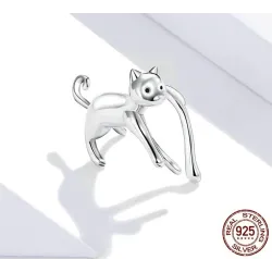 Ear clip with cat - 925 sterling silver earring
