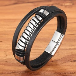 PulserasCross style leather bracelet - stainless steel - 5 styles