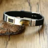 Modieuze kruisarmband - roestvrij staal - siliconen band - verstelbaarArmbanden