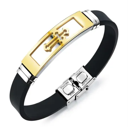 PulserasPulsera de silicona con cruz hueca - acero inoxidable - galvanizada - ajustable