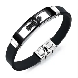 PulserasPulsera de silicona con cruz hueca - acero inoxidable - galvanizada - ajustable