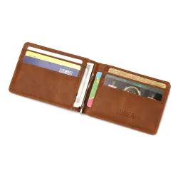Cienki skórzany portfel - unisex - na wizytówki / karty kredytowe / etui na pieniądze - chroniony RFIDPortfele