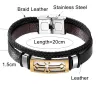 Vintage kruis armband - roestvrij staal / leer - met metalen sluitingArmbanden