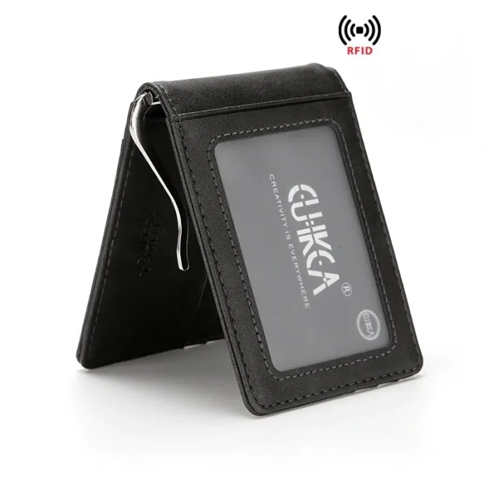 Cienki skórzany portfel - unisex - na wizytówki / karty kredytowe / etui na pieniądze - chroniony RFIDPortfele