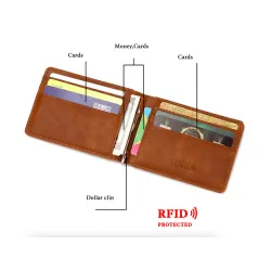 Cienki skórzany portfel - unisex - na wizytówki / karty kredytowe / etui na pieniądze - chroniony RFIDPortfele