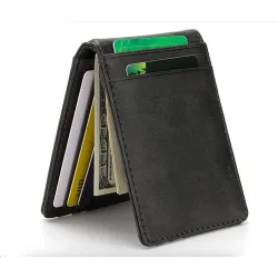 Cienki skórzany portfel - unisex - na wizytówki / karty kredytowe / etui na pieniądze - chroniony RFIDPortfele