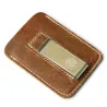Slim leather wallet - with metal clip - money holder