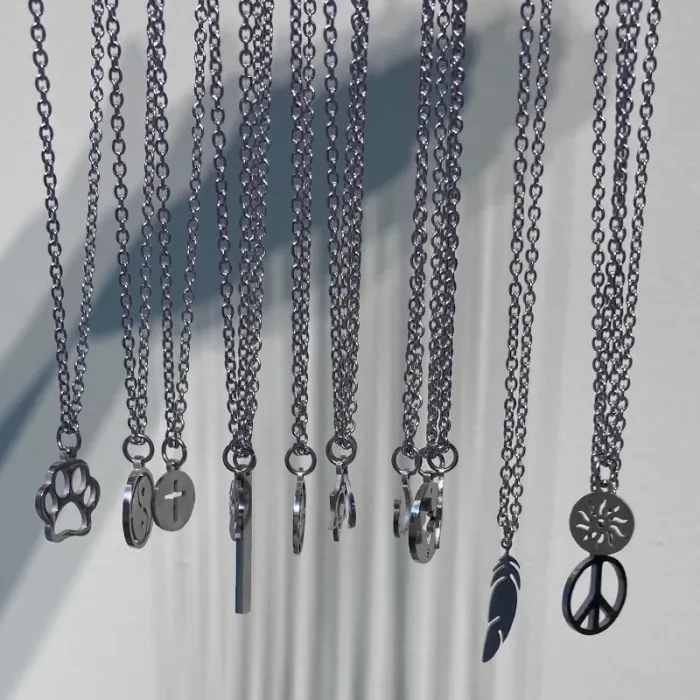 Stainless steel necklaces - long chain - sun / compass/ paw / yin yang