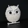 Crystal brooch with pearl owl