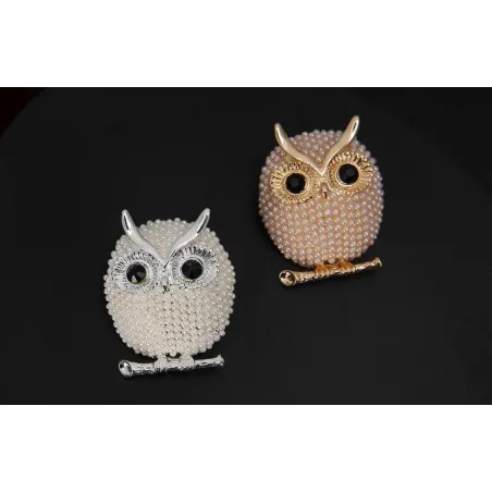 Kristallen broche met pareluilBroches