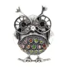 Retro punk owl brooch - with crystal decorations