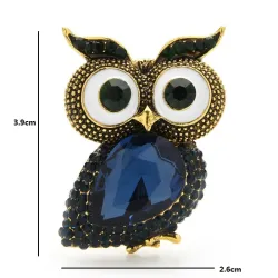 Big eyes owl - crystal brooch