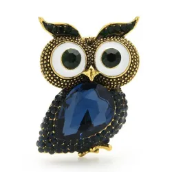 Hibou aux grands yeux - broche cristal