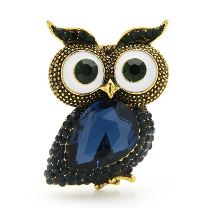 Big eyes owl - crystal brooch