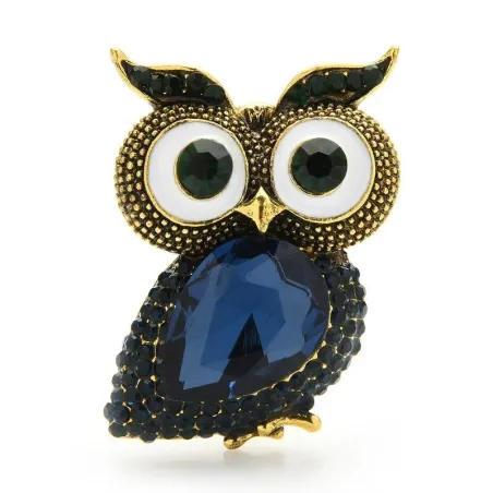 Hibou aux grands yeux - broche cristal