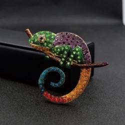 Kryształowy kameleon / jaszczurka - elegancka broszkaBroszki