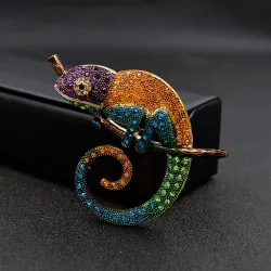 Kristallchamäleon / Eidechse - elegante Brosche