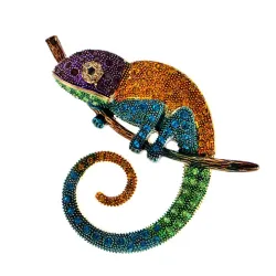 Crystal chameleon / lizard - elegant brooch