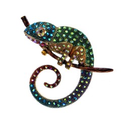 BrochesChameleon brooch - with crystal decorations