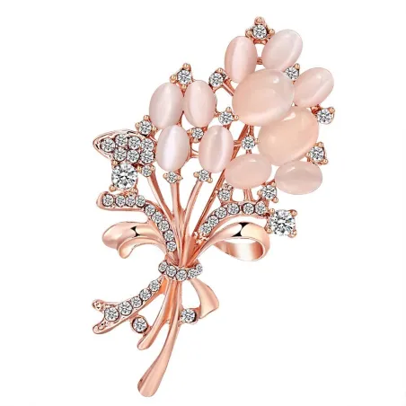Vintage opal flower - crystal brooch