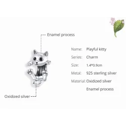 Kleines Kätzchen - Anhänger / Charme für Armband - 925er Sterling Silber