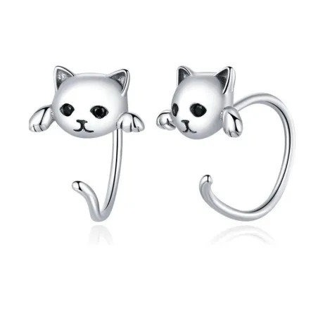 Oorbellen met kleine kat - 925 sterling zilverOorbellen