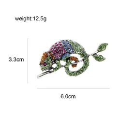 Rhinestone brooch for women - chameleon / lizard