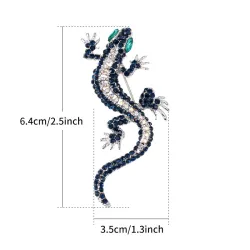 Navy blue lizard - crystal brooch for women
