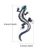 Navy crystal lizard - brooch