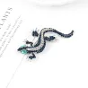 Navy crystal lizard - brooch