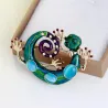 Large blue enamel gecko - crystal brooch