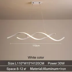 Modern chandelier - ceiling light - LED - dimmable - with remote controller - wavy design