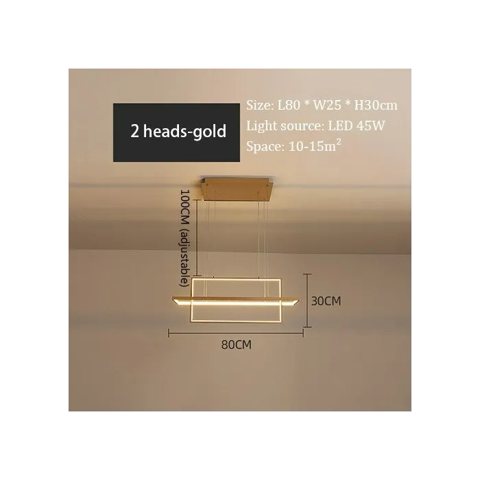 Minimalistic rectangle design - chandelier light - LED - 2 / 3 / 4 heads