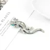 Navy blue lizard - crystal brooch for women