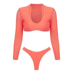 Sexy bikiniset - string / top met lange mouwenBadkleding