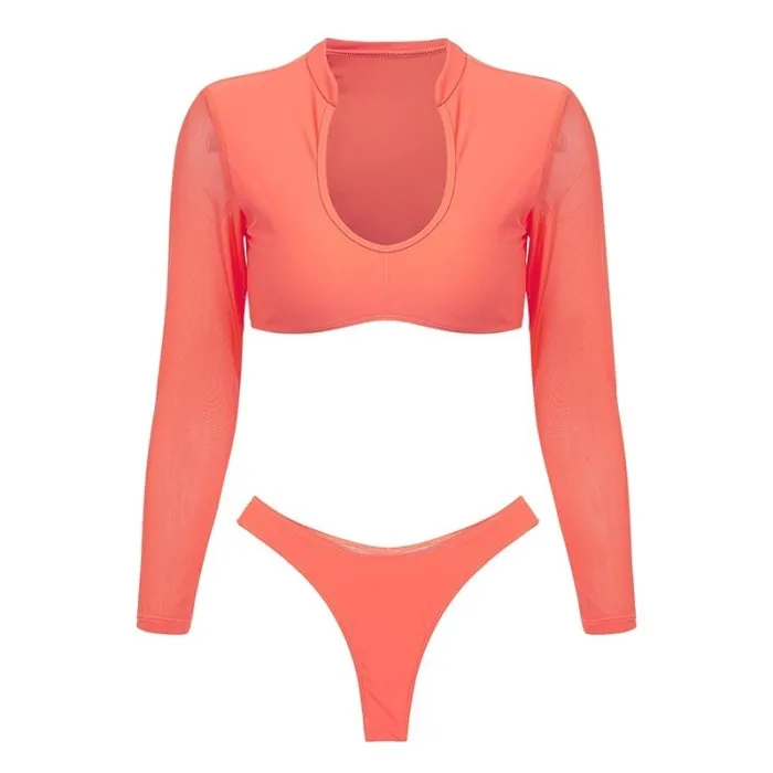 Baño y ropaConjunto de bikini sexy - tanga / top de manga larga