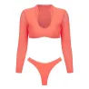 Baño y ropaConjunto de bikini sexy - tanga / top de manga larga