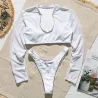 Sexy bikiniset - string / top met lange mouwenBadkleding