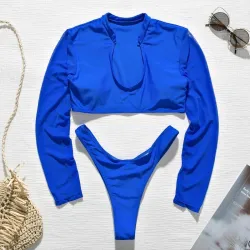 Baño y ropaConjunto de bikini sexy - tanga / top de manga larga
