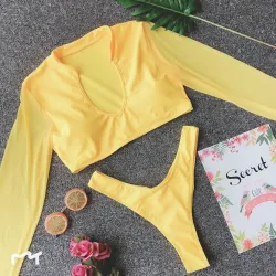 Baño y ropaConjunto de bikini sexy - tanga / top de manga larga