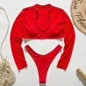 Baño y ropaConjunto de bikini sexy - tanga / top de manga larga