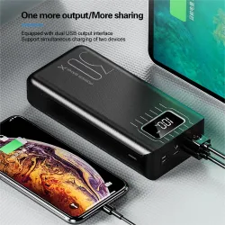Portable power bank - external battery - charger - 2 USB - LED - 30000mAh