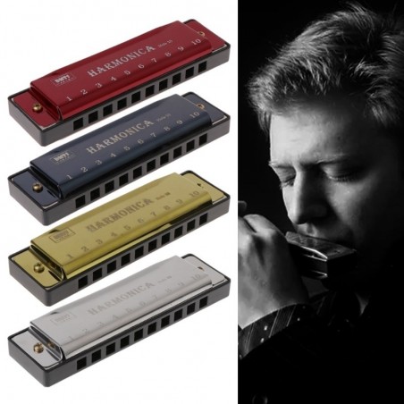 Harmonica - 10 holes - key C - musical instrument - with case